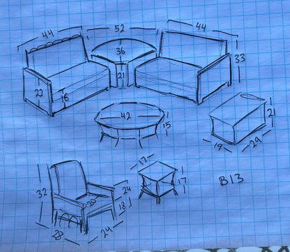 Outdoor/patio set 2 sofas/couches, 2 armchairs & 4 tables