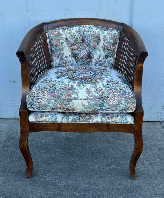 Vintage Cane Chair Floral Cushion