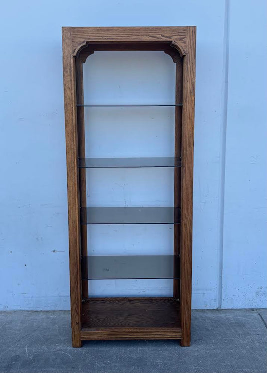 Vintage Wood Glass Curio Cabinet Display Shelves