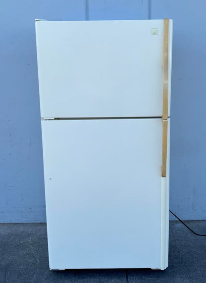 Maytag Plus White refrigerator With Gold Handles