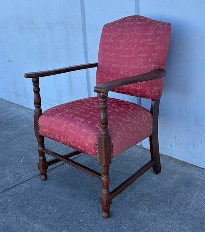 French Style Red Upholstered Arm Chair