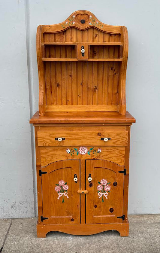Antique Wood Cupboard Display Cabinet