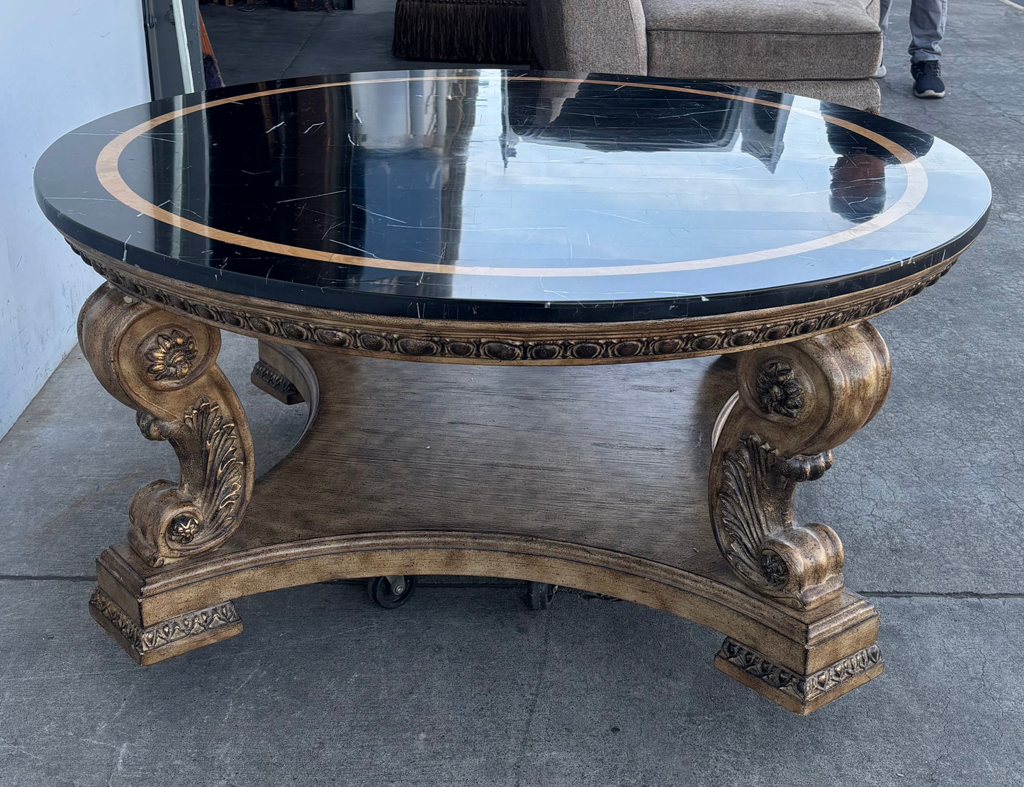Black marble coffee table antique/ vintage