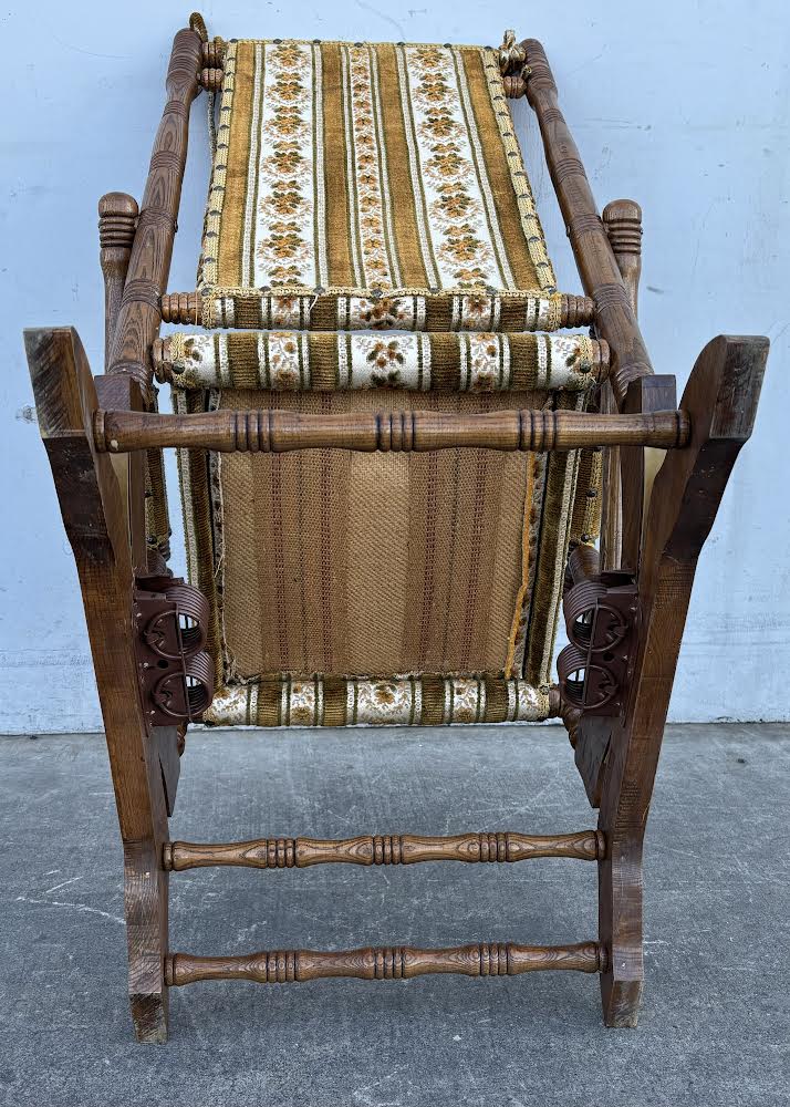 Vintage 19th Century Rug Upholstered Rocker/ rocking chair