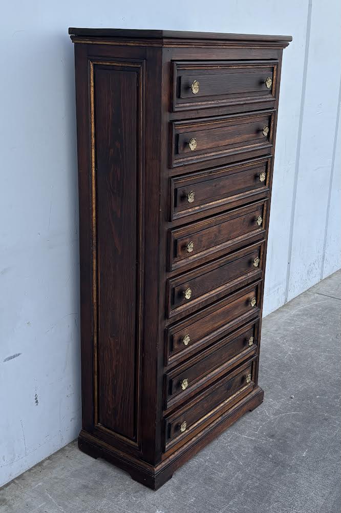 Vintage Tall 8 Drawer Dresser Chest