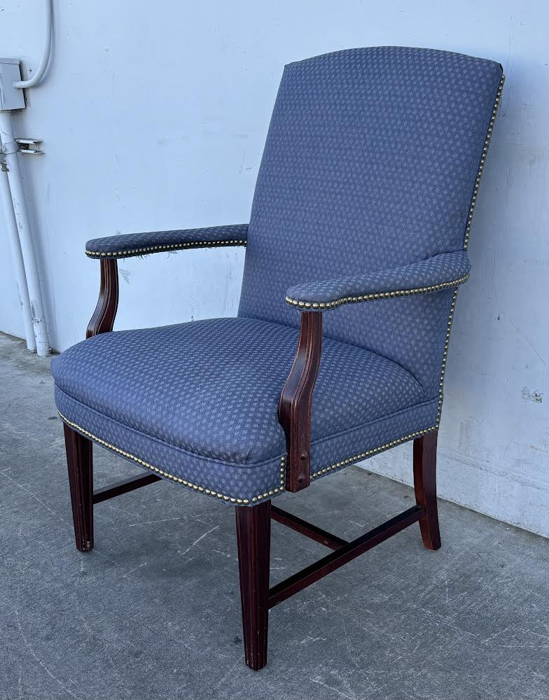 Accent Chair Vintage Arm Chair Blue Upholstered