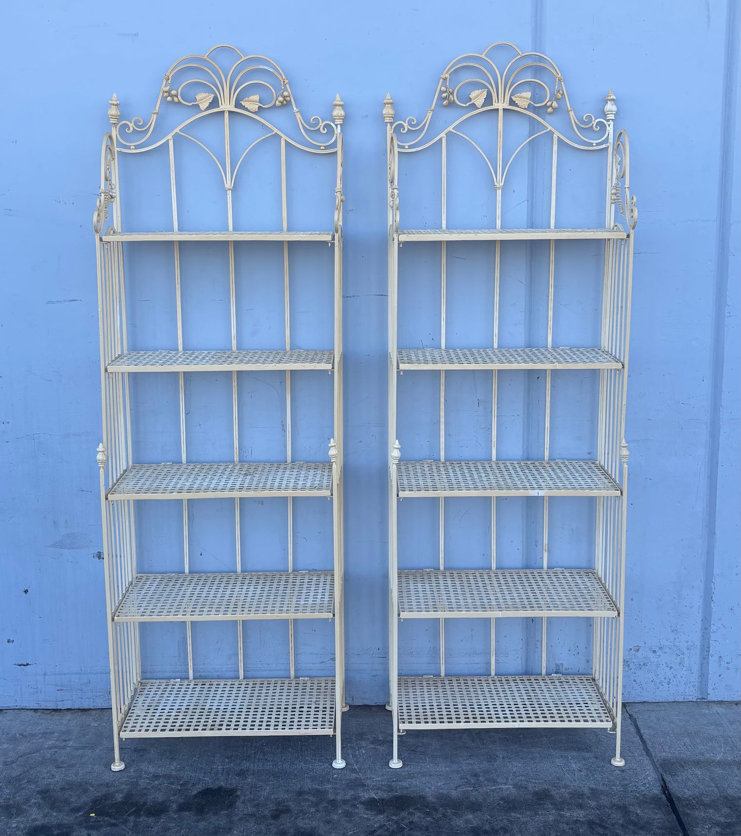 white/cream wrought iron bakers racks/ shelves (2)