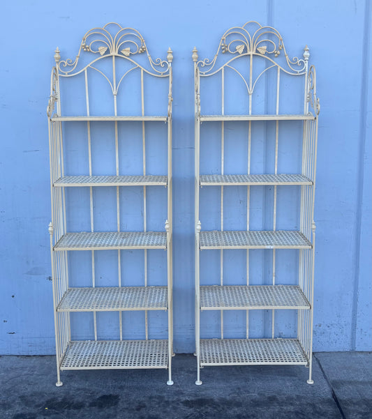 white/cream wrought iron bakers racks/ shelves (2)