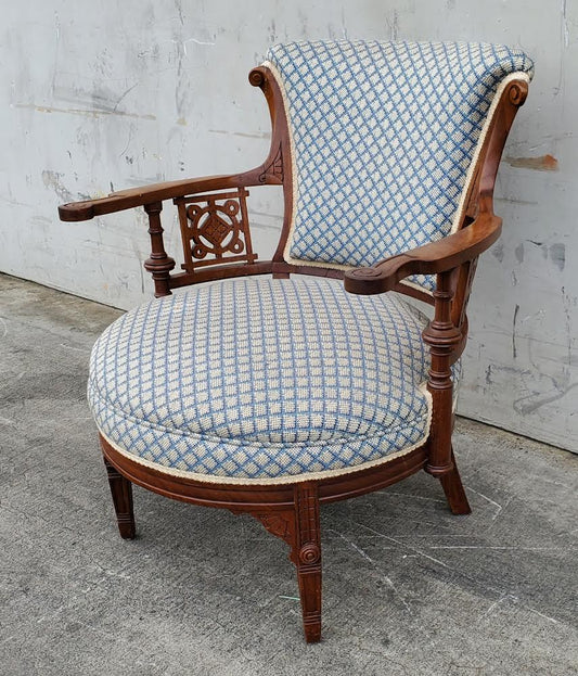 antique/vintage blue/white armchair