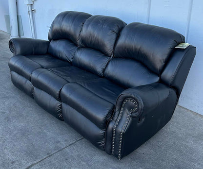 Black Leather 3 Seat Recliner Sofa