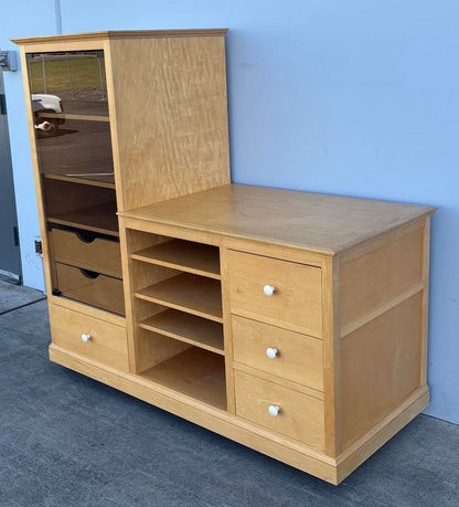 Light Wood Entertainment Center cabinet display