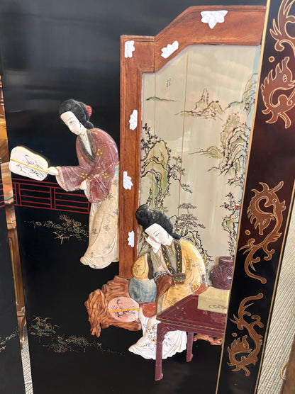 Asian/ Chinese style black room divider / coromandel screen