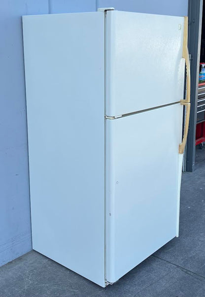 Maytag Plus White refrigerator With Gold Handles