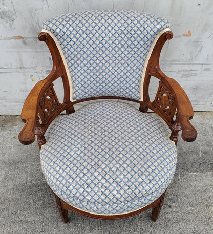 antique/vintage blue/white armchair