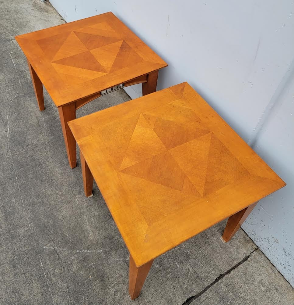 light wood (2) end/side tables mid century modern