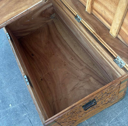 Antique Chinese Wood Carved Large Storange Chest Trunk
