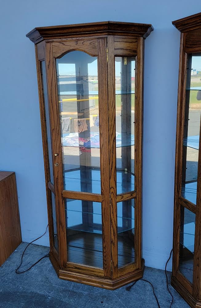 Curio corner display cabinets lighted (2 available/ $200 each)