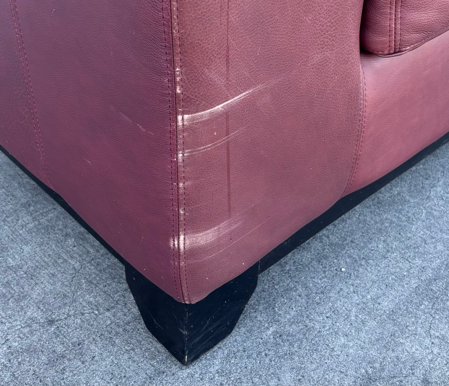 Red/ burgundy sofa / couch leather style