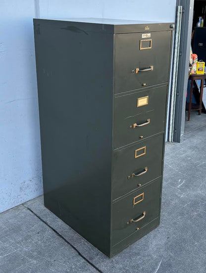 ASE aurora jordan mayo Green Metal Antique 4 Tier File Cabinet (no key)