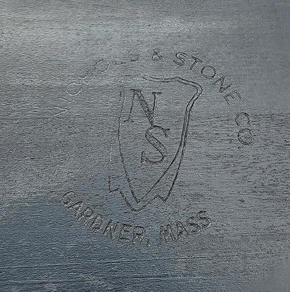 vintage settee Nichols & stone co. Black Hitchcock style bench floral cushion Stenciled Windsor