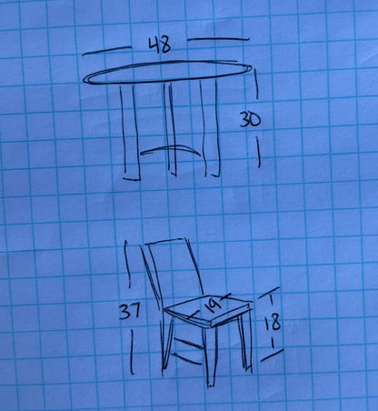 Dining set round table with 4 chairs