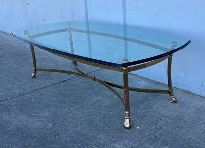 Vintage Brass & Glass Coffee Table Mid Century Style