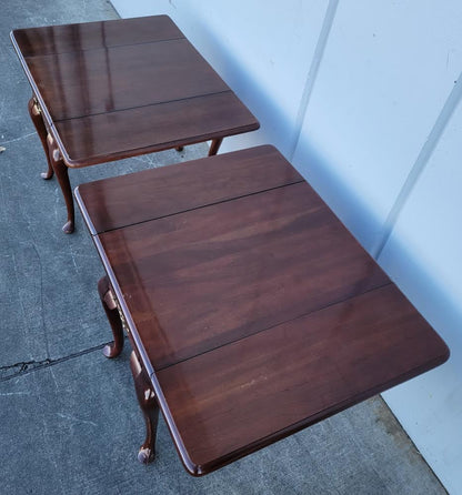bassett solid cherry pembroke drop leaf end/side tables (2)