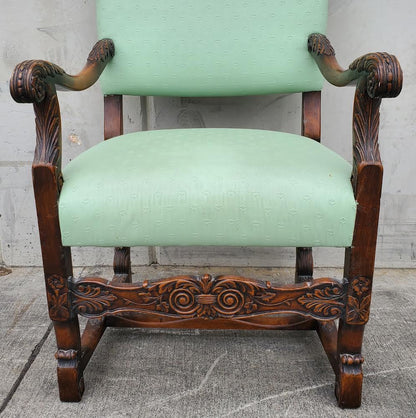 Green carved armchair antique/vintage