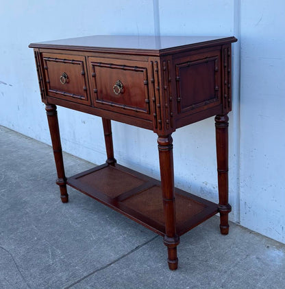 Vintage Ethan Allen Faux Bamboo/Solid Wood Entry Table Console Table