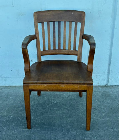 Antique Traditional Mahogany walnut Wood Bankers Library Arm Chair W. H. Gunlocke chair co.