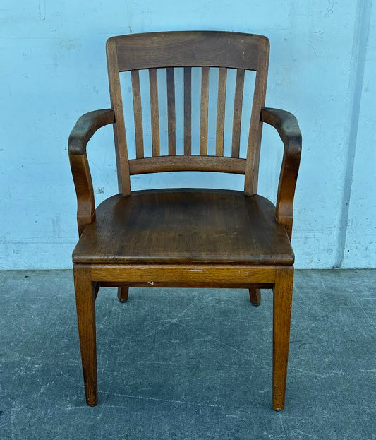 Antique Traditional Mahogany walnut Wood Bankers Library Arm Chair W. H. Gunlocke chair co.