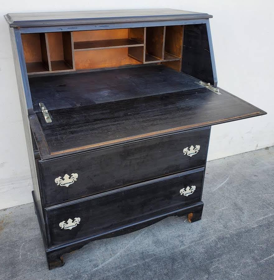 TFI antique/vintage black secretary desk with drawers