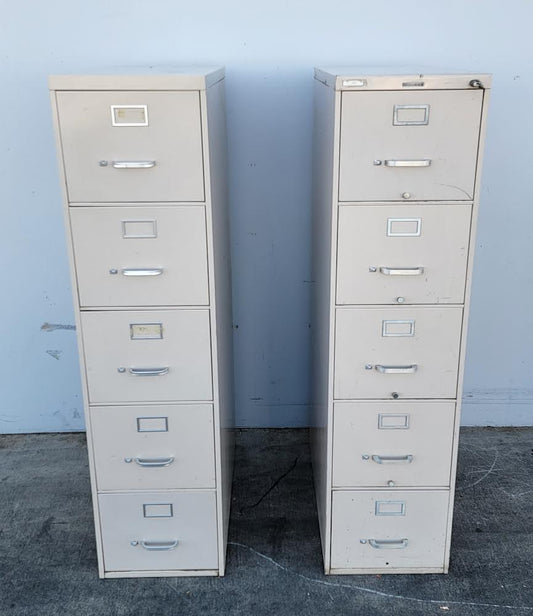 file cabinets (2) vertical 5 drawers tan  (no keys)