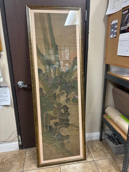 Asian / Chinese/ Japanese silk vintage framed painting