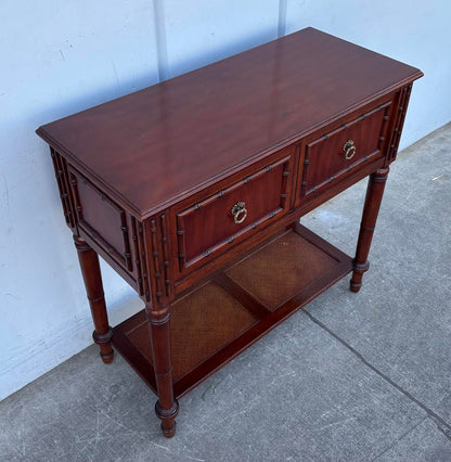 Vintage Ethan Allen Faux Bamboo/Solid Wood Entry Table Console Table