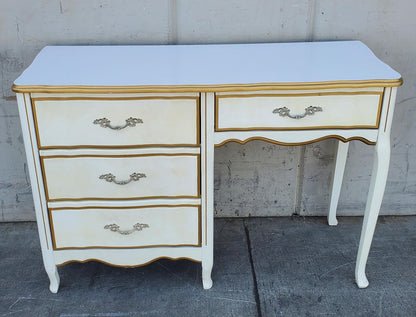 French provincial Queen Anne style white writing desk