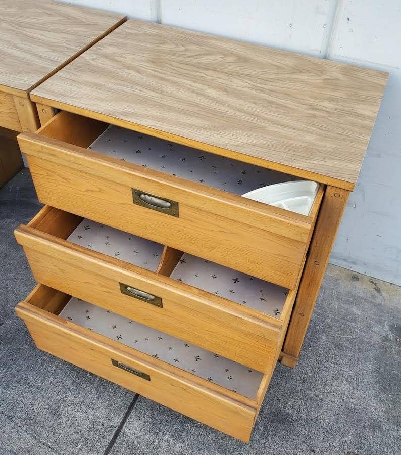 MCM campaign style Office desk 2 pcs. light wood with chair