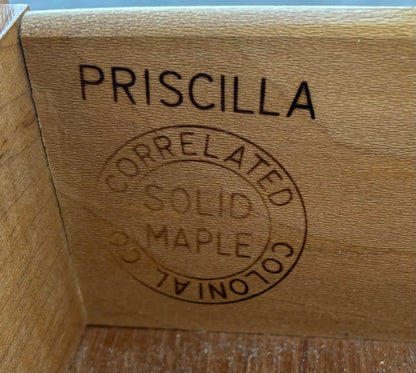 Priscilla Mid Century Vintage Nutmeg Maple Cabinet Louvered Shutter Doors