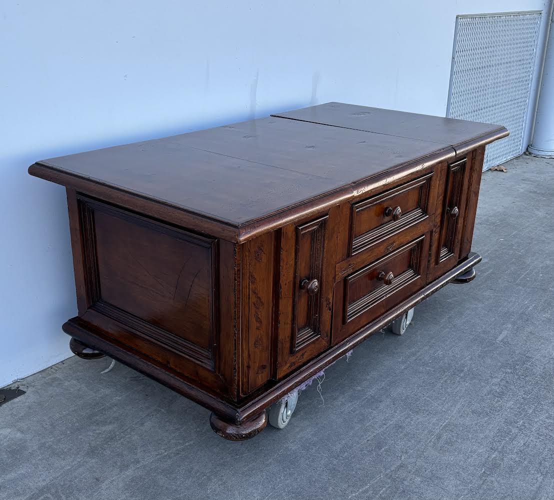 Dark wood coffee table lift top storage