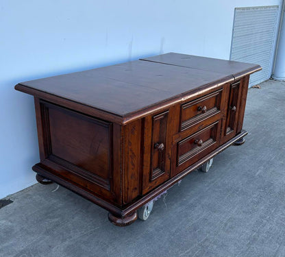 Dark wood coffee table lift top storage