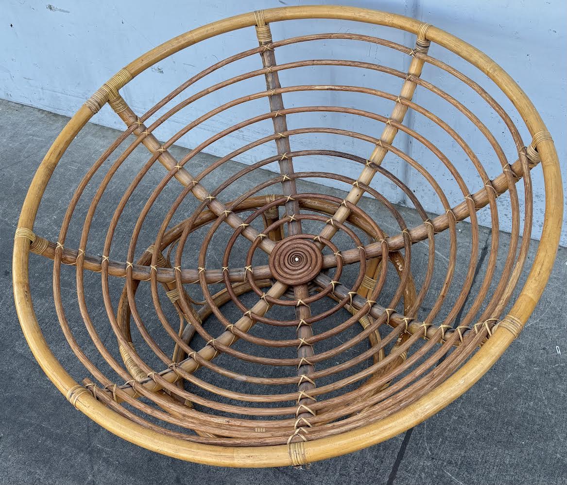 vintage rattan papasan style outdoor patio lounge chair