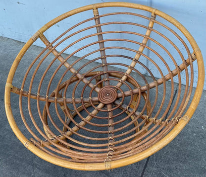 vintage rattan papasan style outdoor patio lounge chair