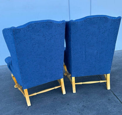 Pair of Vintage Blue Wingback Armchairs