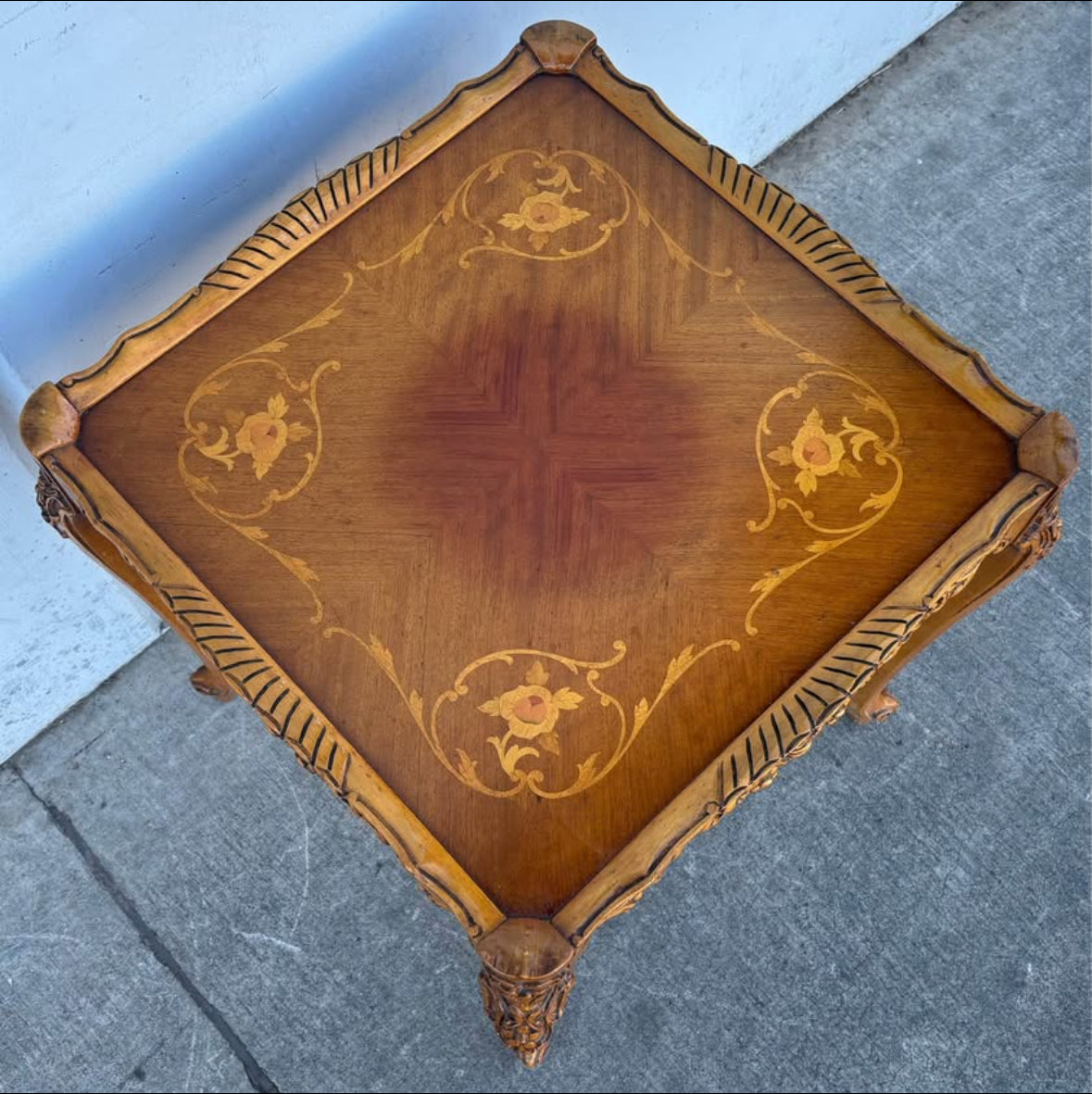 Antique French Provincial Ornate Hand Carved Accent End Table