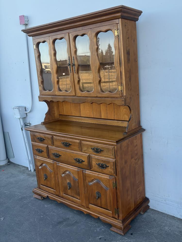 Vintage Maple Dining Hutch china cabinet