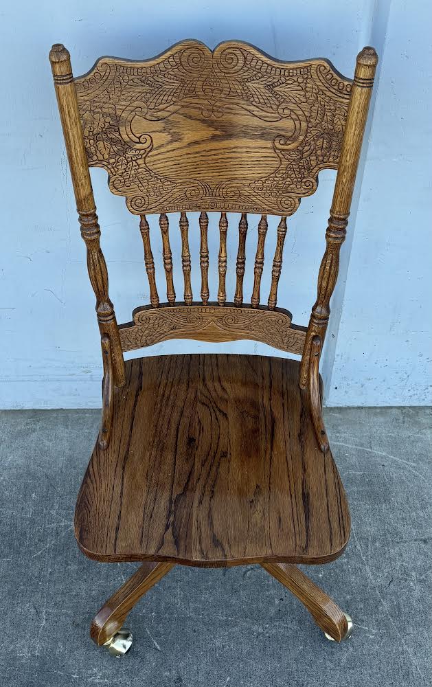 Antique Pressed Back Oak Steno Chair