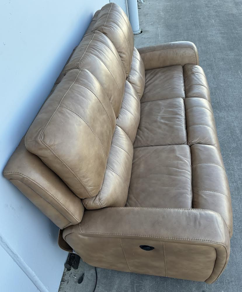 Light Brown Leather Reclining Sofa
