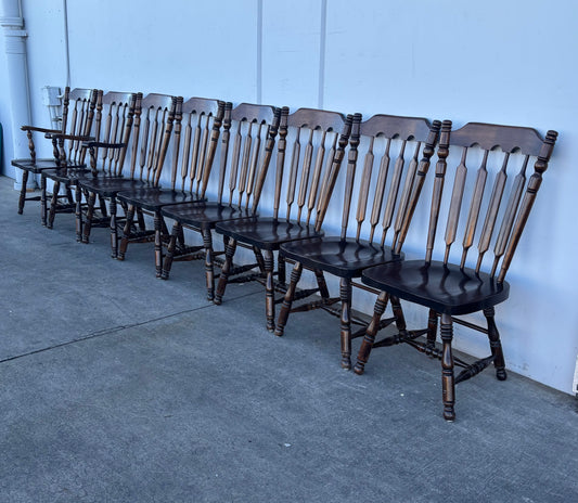 Country style 8 dining chairs dark wood