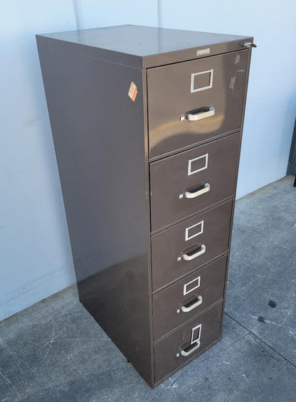 McDowell & Craig brown vertical file cabinet with key