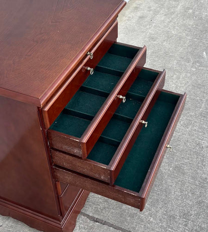 Tall Side Table Jewelry Armoire Dark Wood Cherry